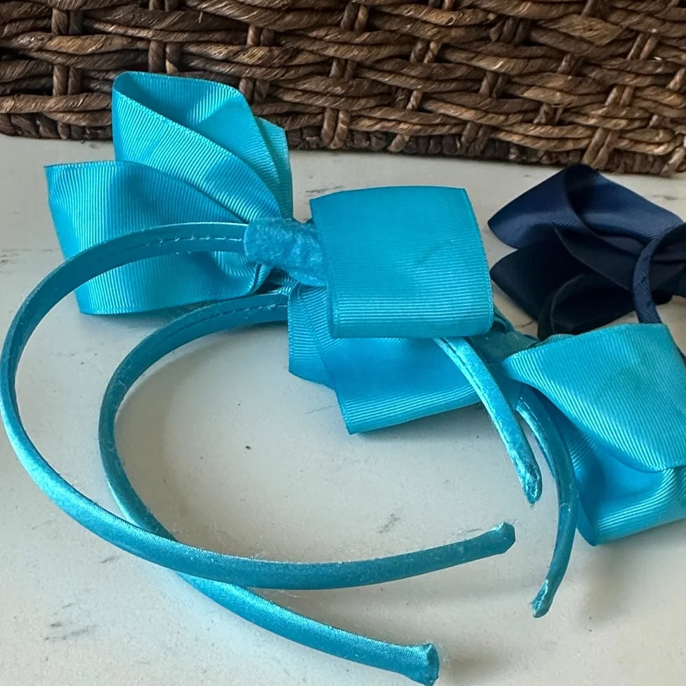 Set of 2 Kids Bow Headbands - Blue and Navy